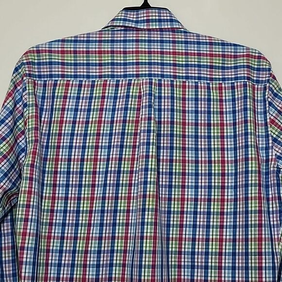 Peter Millar Madras Plaid Button Down Dress Shirt Size Large - Picture 6 of 9